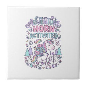 Eenhoorn Avontuur Hoorn Geactiveerd Cute Pastel Gr Tegeltje