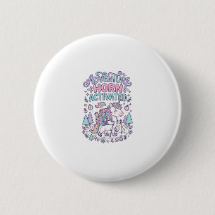 Eenhoorn Avontuur Hoorn Geactiveerd Zachte Pastel  Ronde Button 5,7 Cm