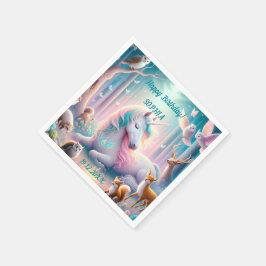 Eenhoorn, Baby/ Kinder, Verjaardag aangepaste naam Servet