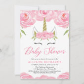 Eenhoorn baby meisje douche uitnodiging (Voorkant)