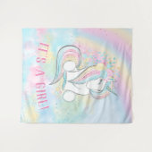 Eenhoorn Baby Meisje Shower Achtergrond Banner Wandkleed (Voorkant (horizontaal))