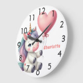 Eenhoorn baby roze paarse meisje grote klok (Hoek)