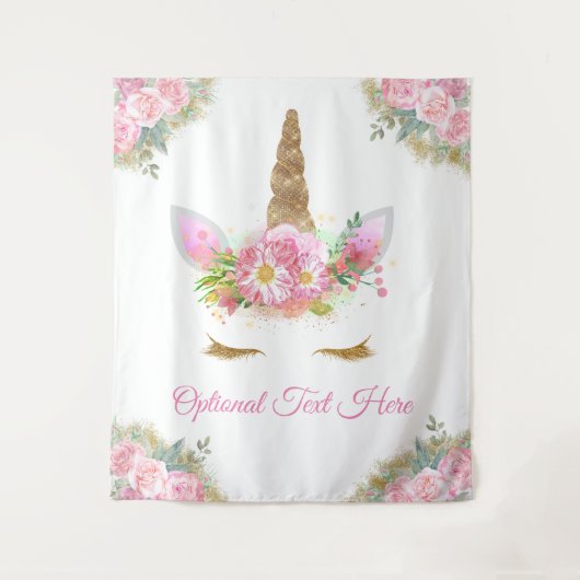 Eenhoorn Baby Shower Achtergrond Wandkleed (Voorkant)