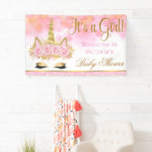 Eenhoorn Baby shower banner roze goud (Insitu)