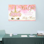 Eenhoorn Baby shower banner roze goud (Beurs)