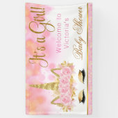 Eenhoorn Baby shower banner roze goud (Verticaal)