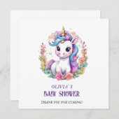 Eenhoorn baby shower bedankkaart (Voorkant / Achterkant)