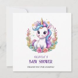 Eenhoorn baby shower bedankkaart