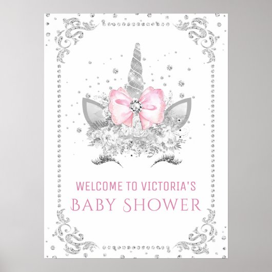 Eenhoorn Baby Shower Bord Poster (Voorkant)