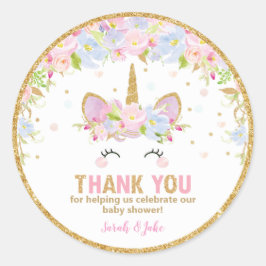 Eenhoorn Baby shower dank u voor Sticker labels