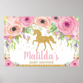 Eenhoorn Baby Shower Feest Achtergrond Banner Meis Poster