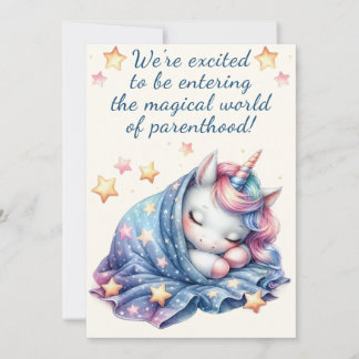 Eenhoorn-baby shower invoeren uit ouderschap kaart