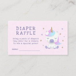 Eenhoorn Baby shower Luier Raffle Ticket Informatiekaartje
