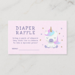 Eenhoorn Baby shower Luier Raffle Ticket Informatiekaartje