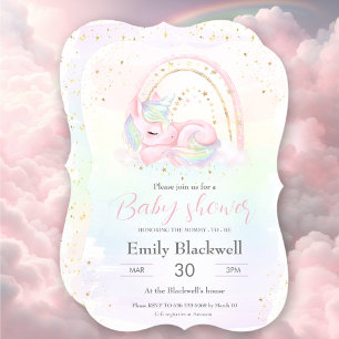 Eenhoorn baby shower meisje baby shower uitnodigin kaart