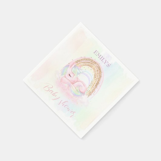 Eenhoorn Baby shower pastel regenboog papier serve Servet (Hoek)