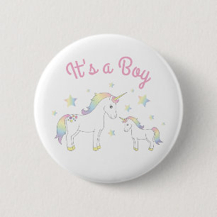 Eenhoorn Baby shower Rainbow Pastel Ronde Button 5,7 Cm