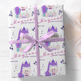 Eenhoorn Baby shower regenboog kleuren Cadeaupapier