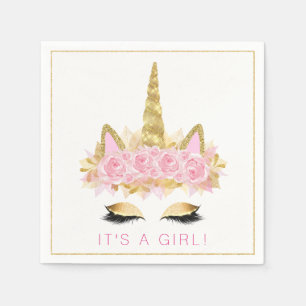 Eenhoorn Baby Shower Roze Goud Eenhoorn Gezicht Se Servetten