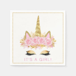 Eenhoorn Baby shower Roze Gouden Eenhoorn Gezichts Servetten