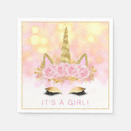 Eenhoorn Baby shower servetten roze gouden eenhoor