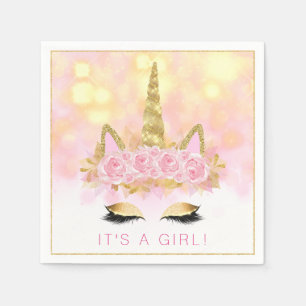 Eenhoorn Baby shower servetten roze gouden eenhoor