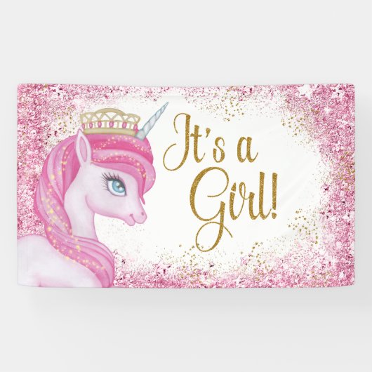 Eenhoorn Baby Shower Spandoeken (Horizontaal)