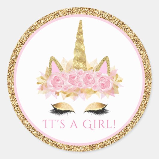 Eenhoorn Baby shower Stickers (Voorkant)