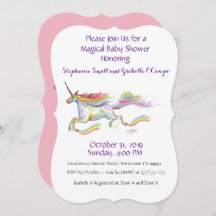 Eenhoorn Baby shower Uitnodiging Rainbow Custom Pi