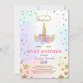 Eenhoorn Baby shower Uitnodiging Roze Goud Magisch (Voorkant)