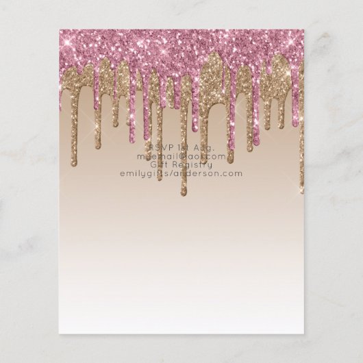 Eenhoorn Baby Shower Uitnodiging Roze Meisjes Cute (Achterkant)