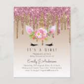 Eenhoorn Baby Shower Uitnodiging Roze Meisjes Cute (Voorkant)