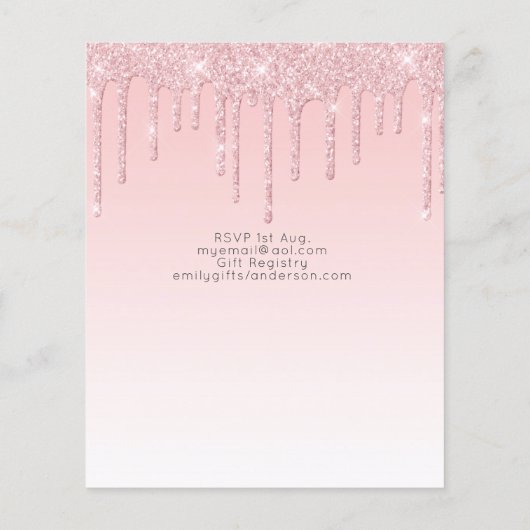 Eenhoorn Baby shower Uitnodiging Roze Meisjes Scha (Achterkant)