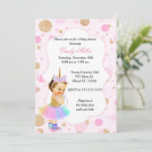 Eenhoorn Baby shower Uitnodiging Vintage 1 (Staand voorkant)