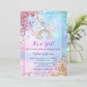 Eenhoorn Baby Shower Uitnodigingen (Staand voorkant)