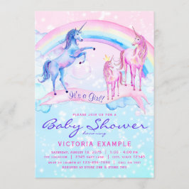 Eenhoorn Baby Shower Uitnodigingen Pastel Eenhoorn