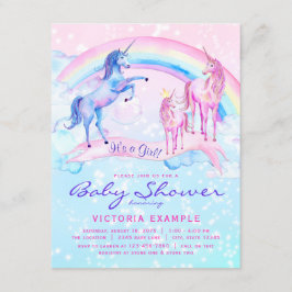 Eenhoorn Baby Shower Uitnodigingen Pastel Eenhoorn