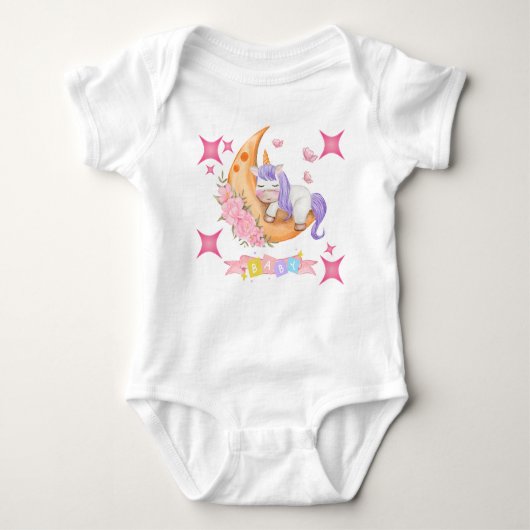 Eenhoorn babykleding romper (Voorkant)