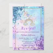 Eenhoorn babyshower uitnodigingen (Voorkant)