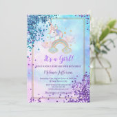 Eenhoorn babyshower uitnodigingen (Staand voorkant)