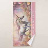 Eenhoorn badhanddoek met aangepaste naam (Badhanddoek)