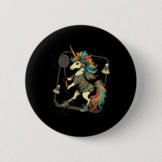 Eenhoorn Badminton Speler Shuttle Ronde Button 5,7 Cm (Voorkant)
