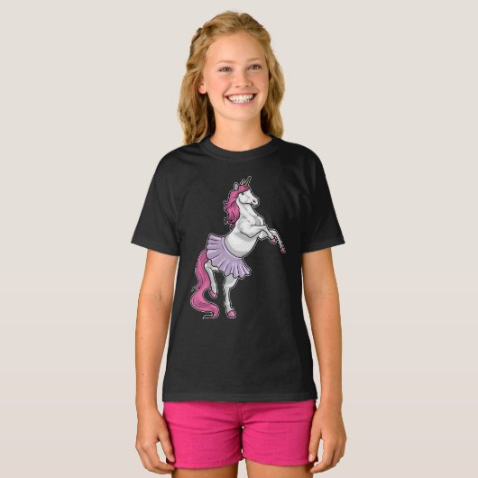 Eenhoorn Ballerina Ballet Dans T-shirt (Voorkant volledig)