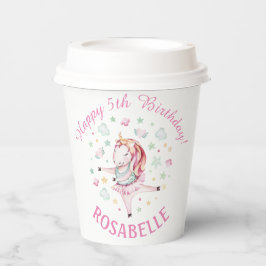 Eenhoorn Ballerina PInk Verjaardagsfeest Papieren Bekers