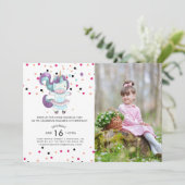 Eenhoorn Ballerina Verjaardagsfeestje Uitnodiging (Staand voorkant)