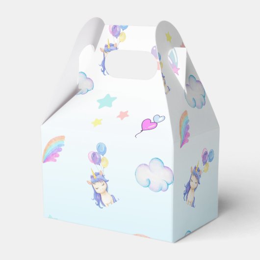 Eenhoorn ballon regenboog gradiënt verjaardagsfees bedankdoosjes (Achterkant)