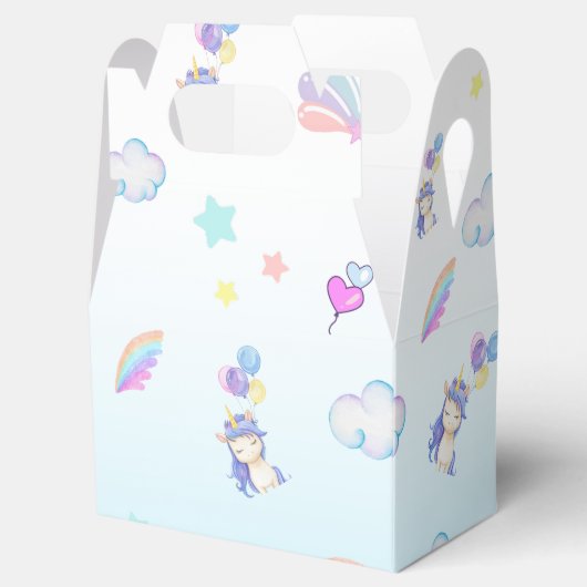 Eenhoorn ballon regenboog gradiënt verjaardagsfees bedankdoosjes (Geopend)