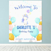 Eenhoorn ballon regenboog gradiënt verjaardagsfees canvas afdruk (Insitu (Houten vloer))