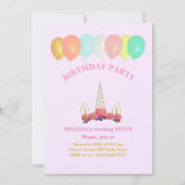 Eenhoorn & Ballonnen Verjaardag Uitnodiging (Voorkant)