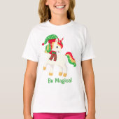 Eenhoorn Be Magical Leuke Kerst Eenhoorn Meisje T-shirt (Voorkant)